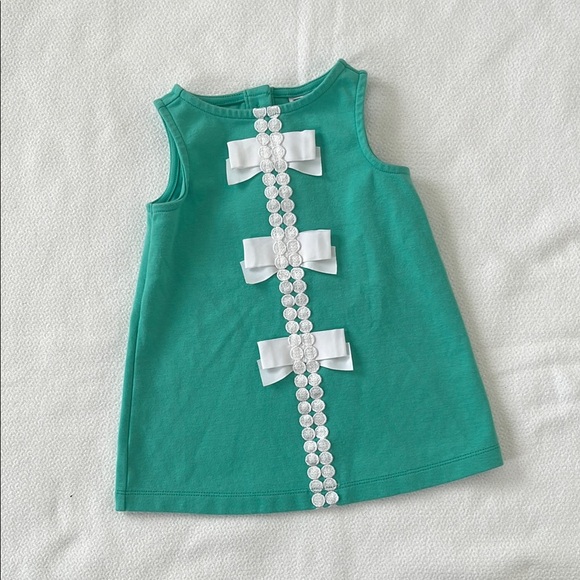 Janie and Jack Embroidered Dot Dress Teal and White 6 to 12 months - Picture 1 of 3